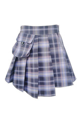 Red Tartan Button Mini Skirt