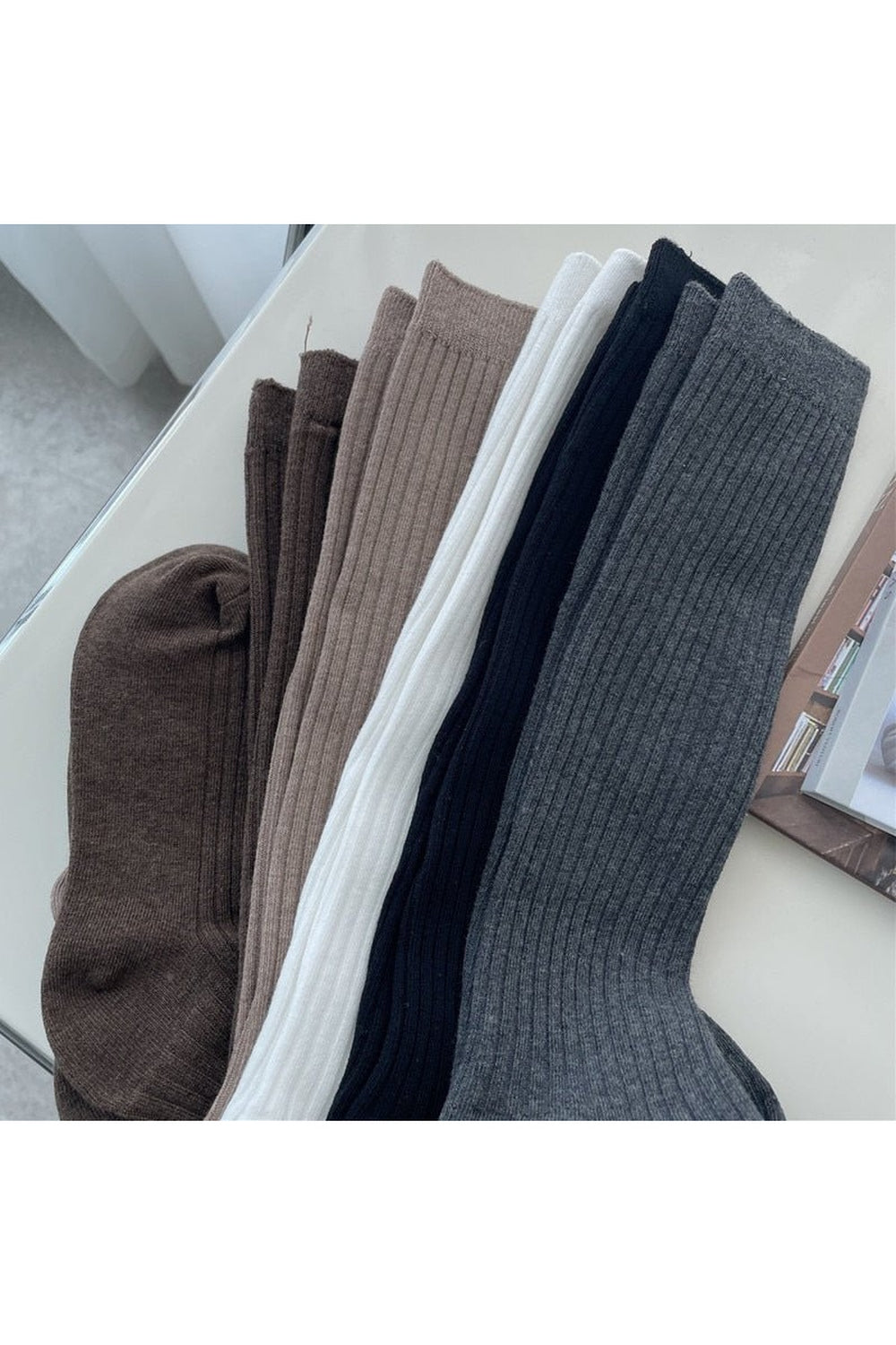 Retro Aesthetic Knit Cotton Long Socks