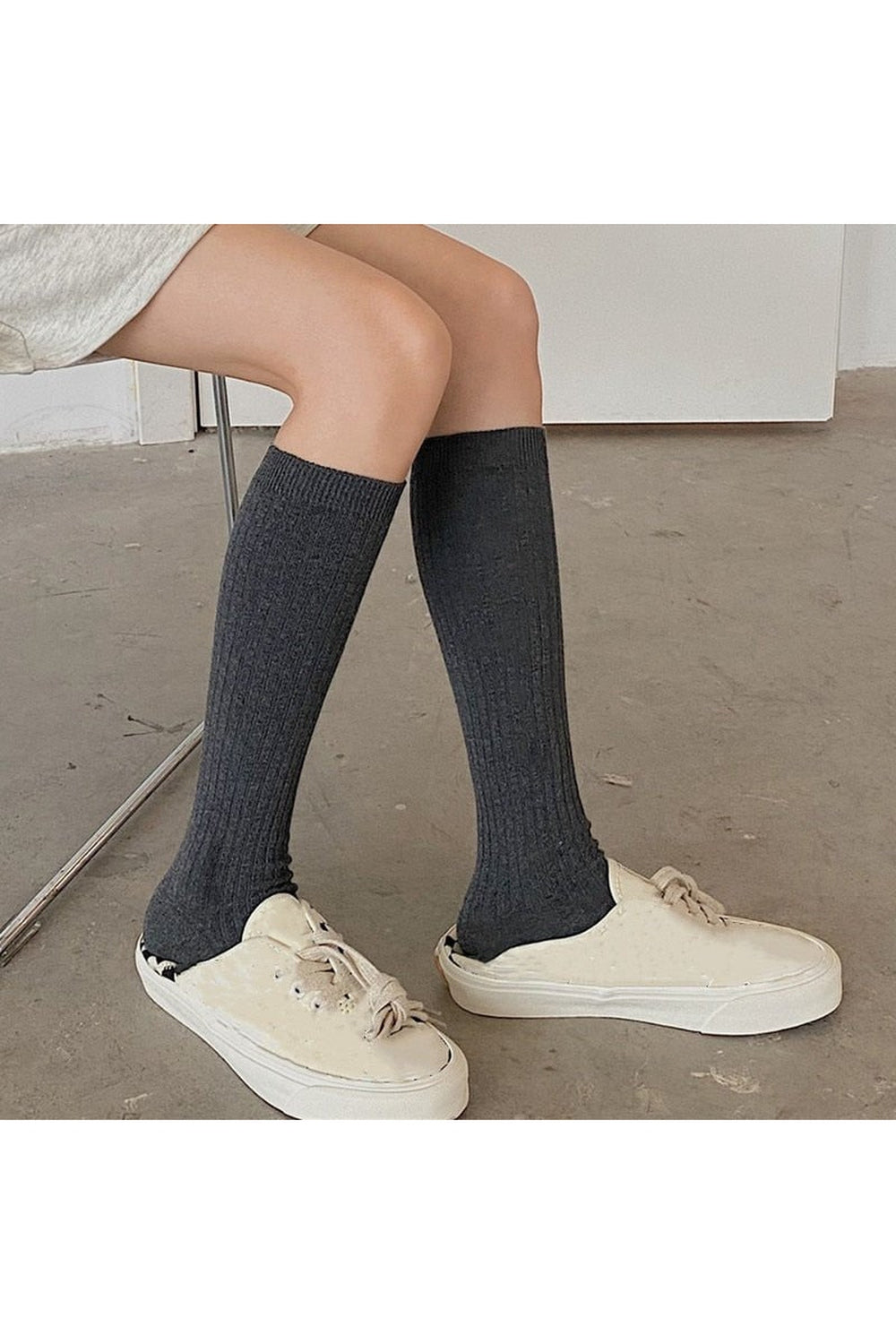 Retro Aesthetic Knit Cotton Long Socks