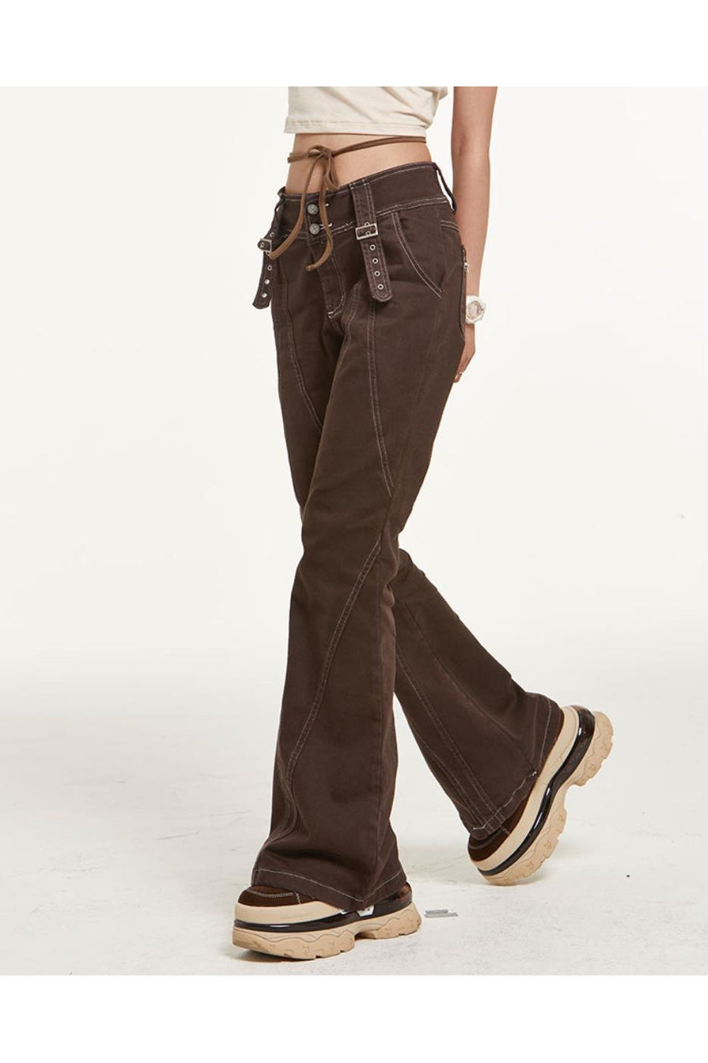 Fall Retro Brown High Waist Jeans