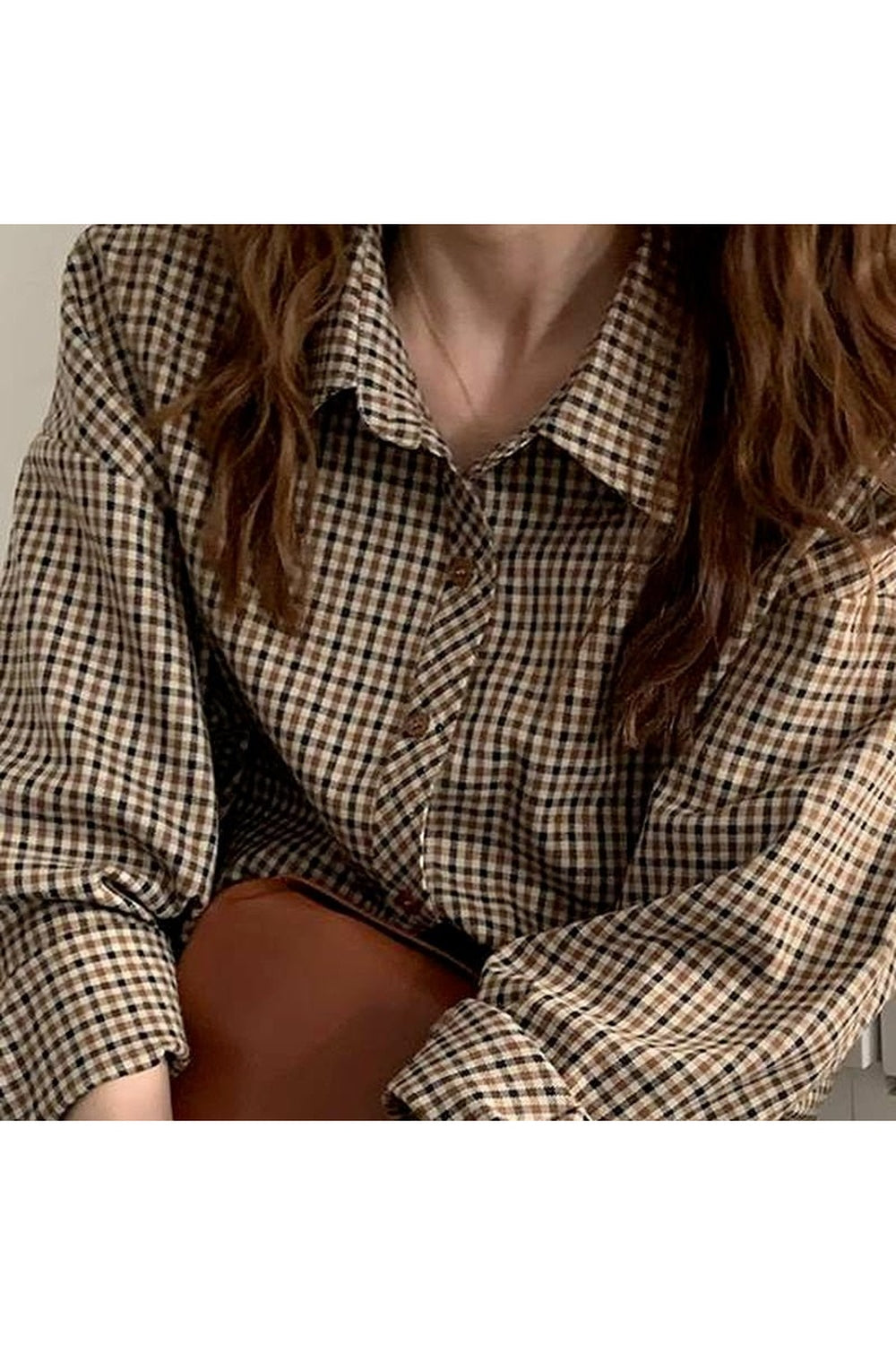 Retro Brown Plaid Shirt