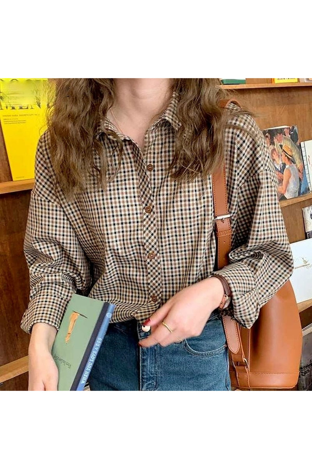 Retro Brown Plaid Shirt