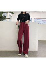 Retro Burgundy Casual Pants