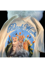 T-Shirt mit Retro-Katzen-Grafik
