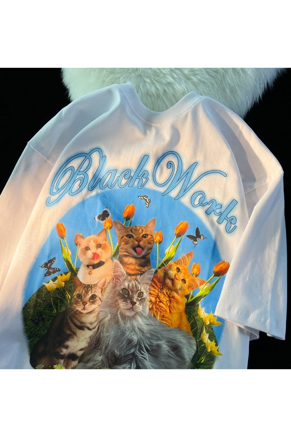 T-Shirt mit Retro-Katzen-Grafik