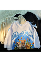 T-Shirt mit Retro-Katzen-Grafik
