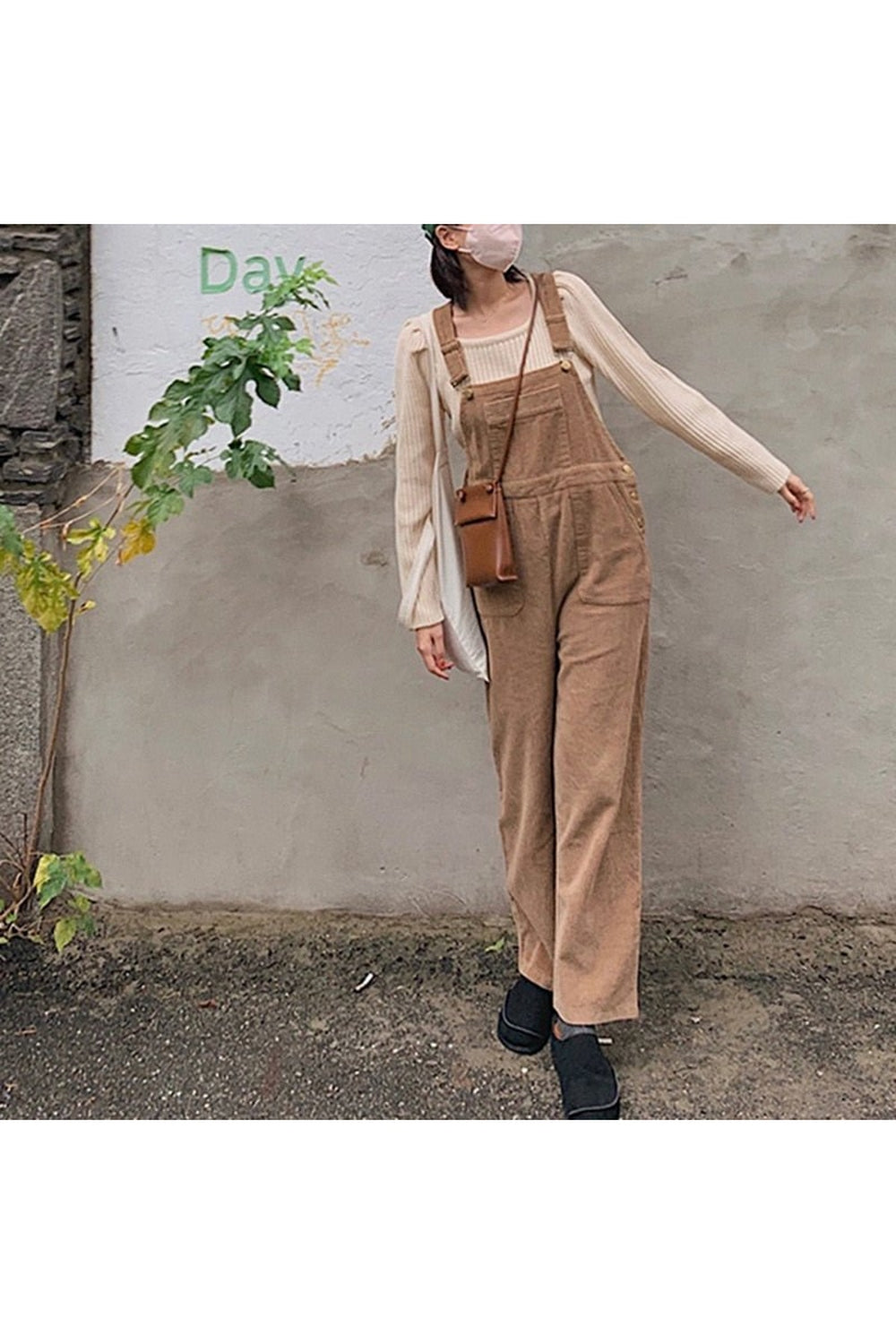 Retro Cord-Overall mit hoher Taille