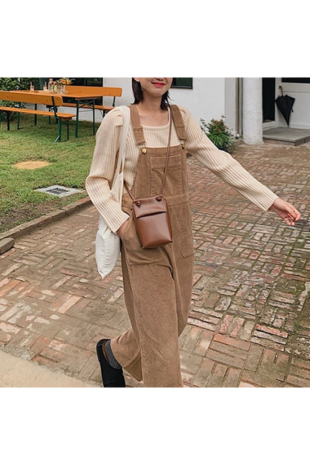 Retro Cord-Overall mit hoher Taille