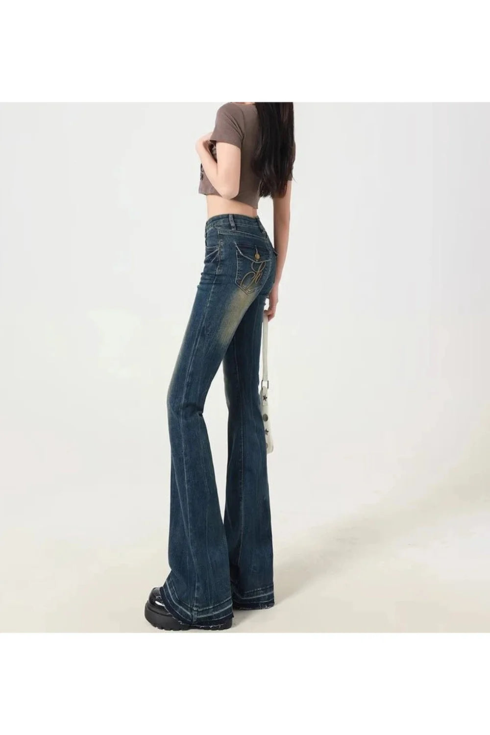 Retro Embroidered Flare Jeans