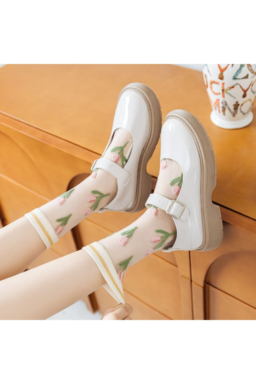 Retro Flower Transparent Socks