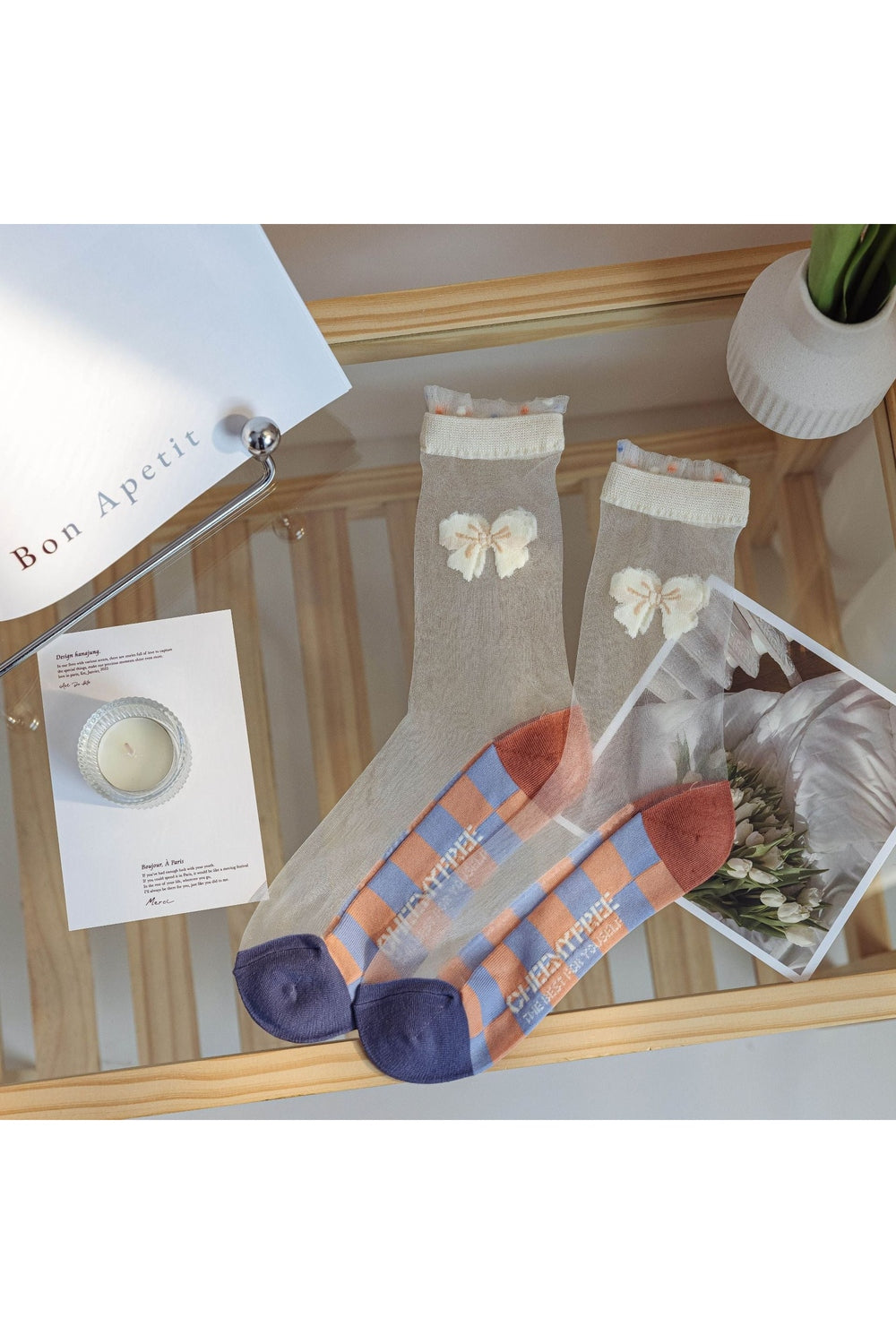 Retro Flower Transparent Socks