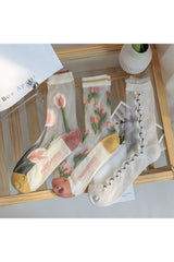 Retro Flower Transparent Socks