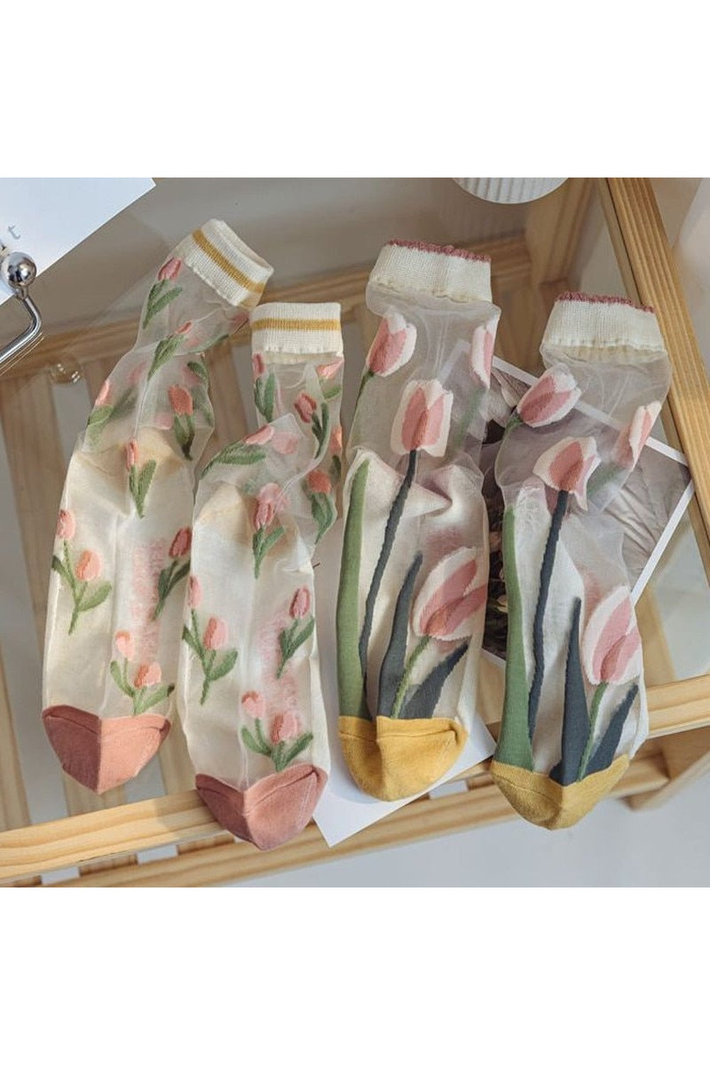 Retro Flower Transparent Socks