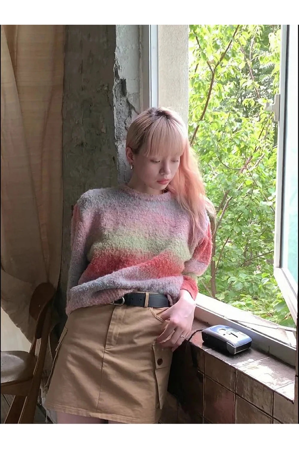 Fall Retro Gradient Knit Sweater