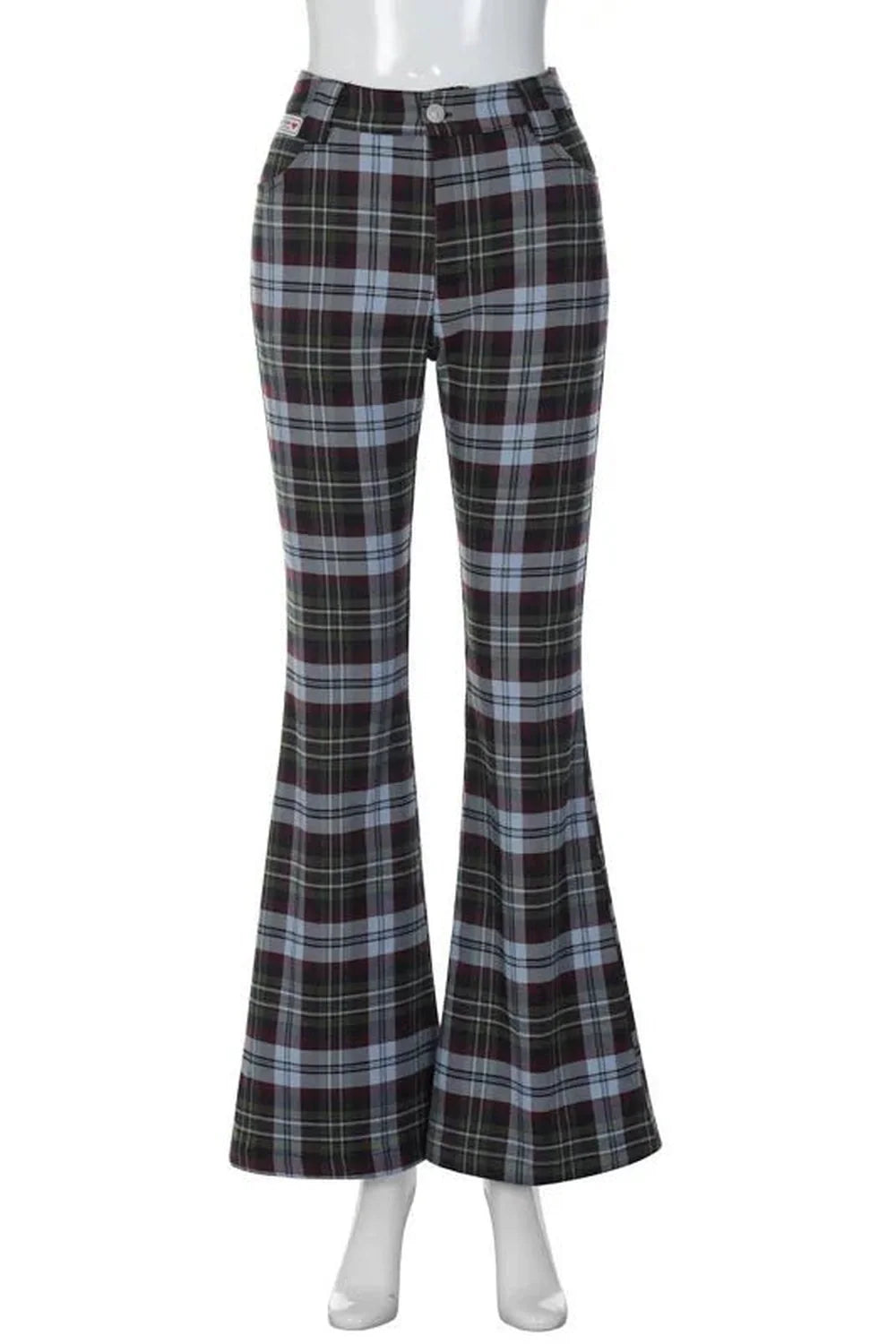 Retro Plaid Flare Pants