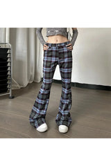 Retro Plaid Flare Pants