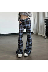 Retro Plaid Flare Pants