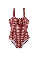 Retro Red Lattice Swimsuit