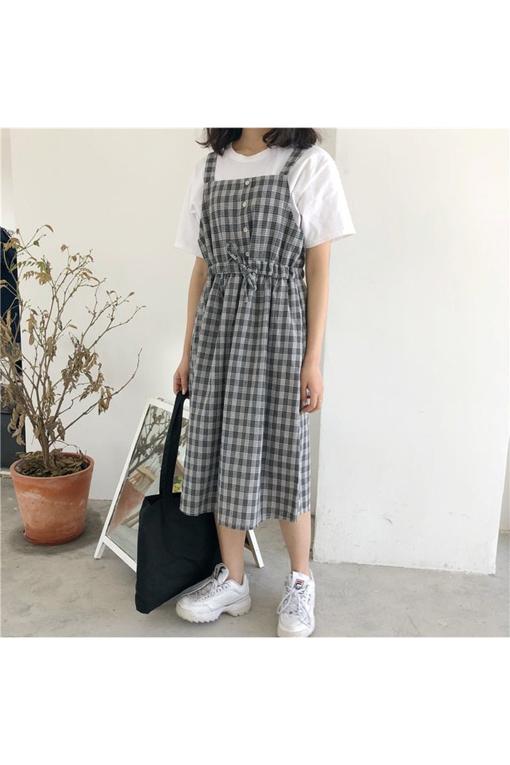 Retro Spaghetti Strap Plaid Dress