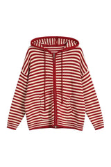 Fall Retro Striped Knit Hoodie