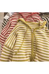 Fall Retro Striped Knit Hoodie