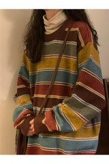 Fall Retro Striped Slouchy Sweater