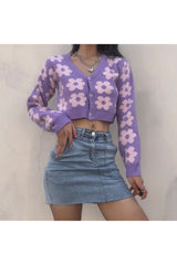 Fall Retro Vintage Flower Cardigan