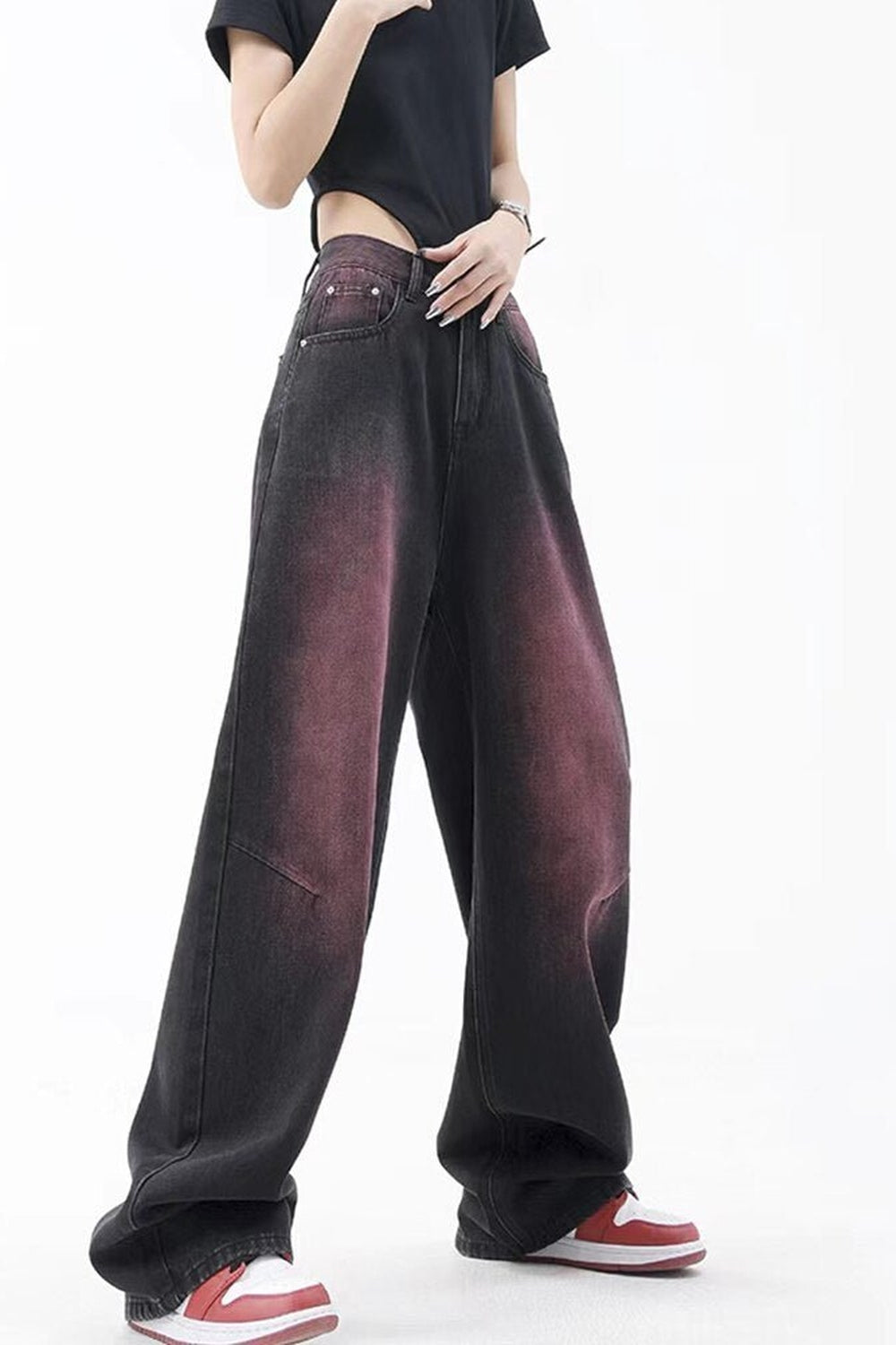 Fall Retro Wide Leg Purple Jeans