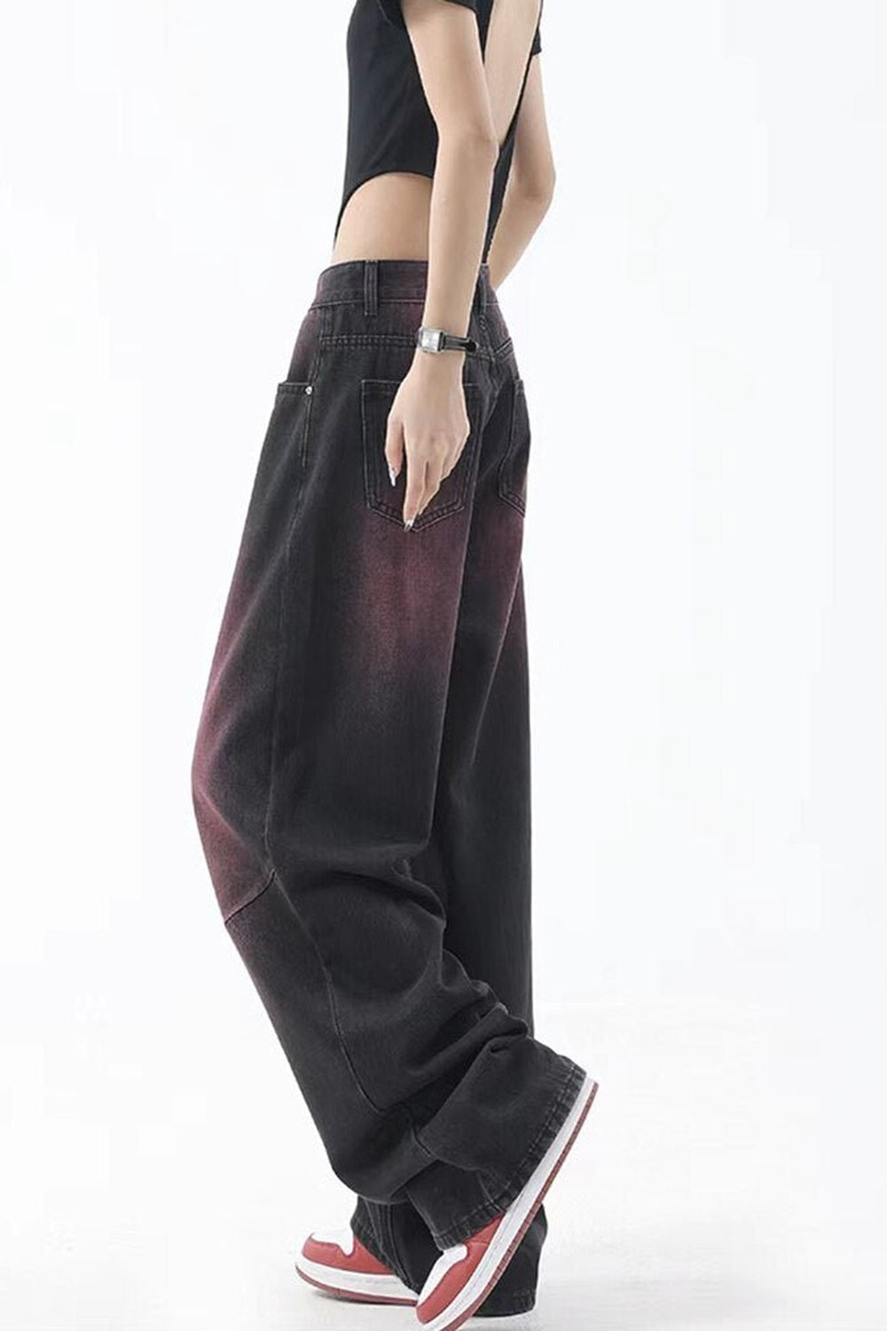 Fall Retro Wide Leg Purple Jeans