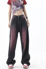 Fall Retro Wide Leg Purple Jeans