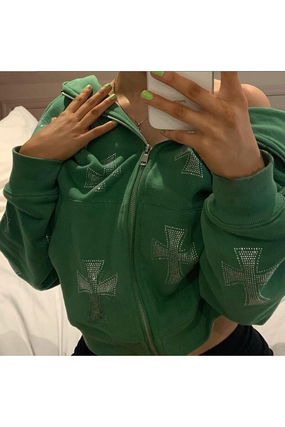 Fall Rhinestone Graphics Oversized Hoodie