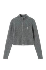 Fall Ribbed Zip-Up Turtleneck Sweater