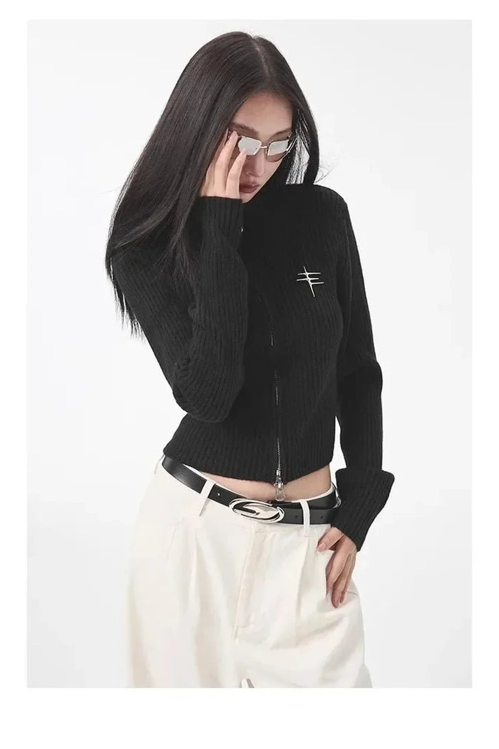 Fall Ribbed Zip-Up Turtleneck Sweater