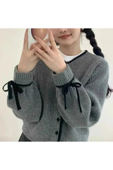 Cardigan boutonné avec ruban
