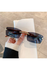 Rimless Wooden Pattern Sunglasses