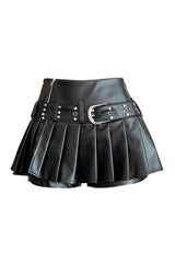 Riveted Pleather Mini Skirt