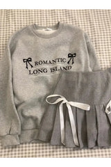 Romantic Ribbon Sweatshirt and Skirt Set