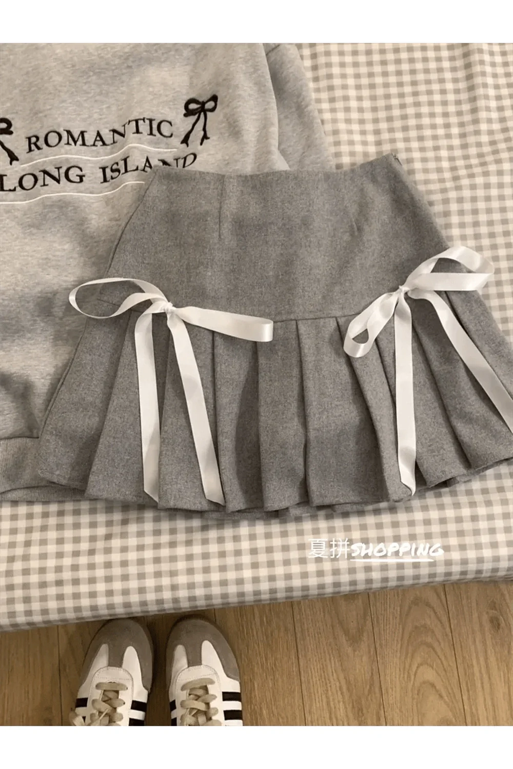 Romantic Ribbon Sweatshirt and Skirt Set