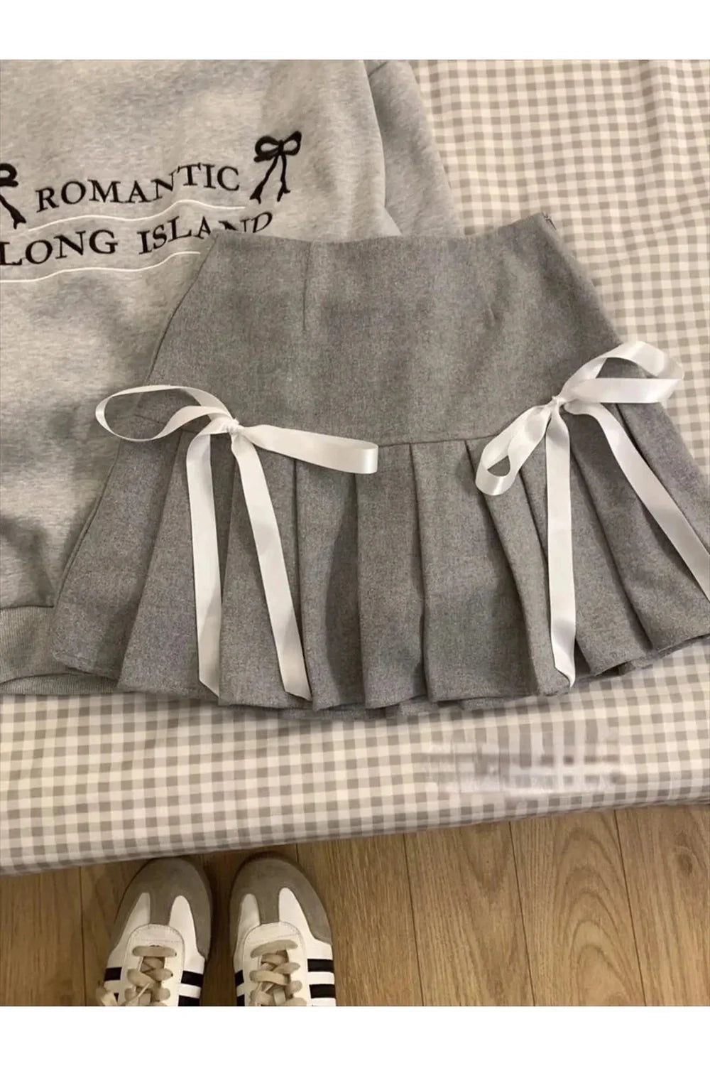 Romantic Ribbon Sweatshirt and Skirt Set