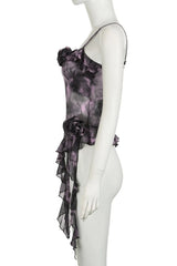 Rose Embellished Asymmetrical Top