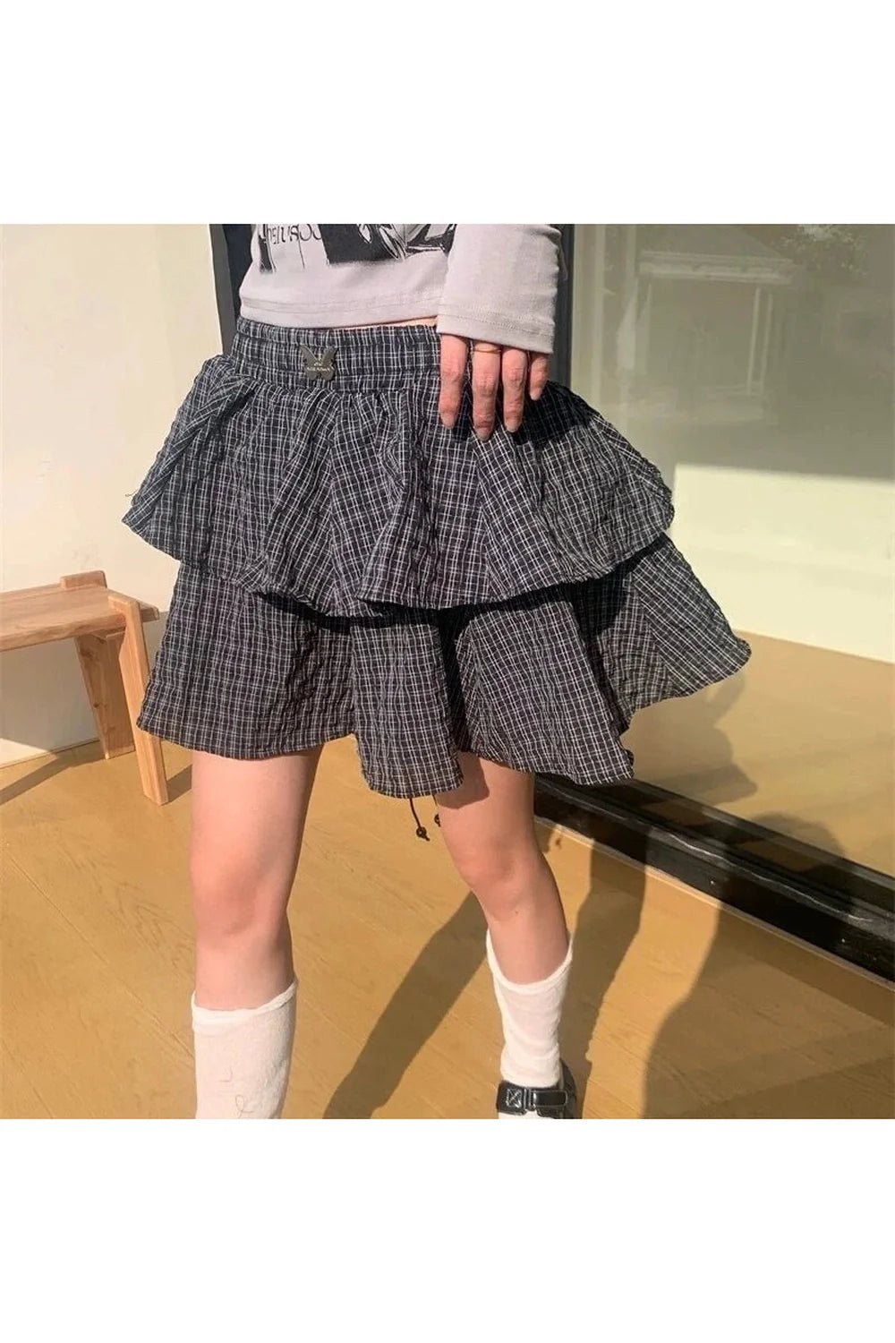 Ruffle Plaid Mini Skirt