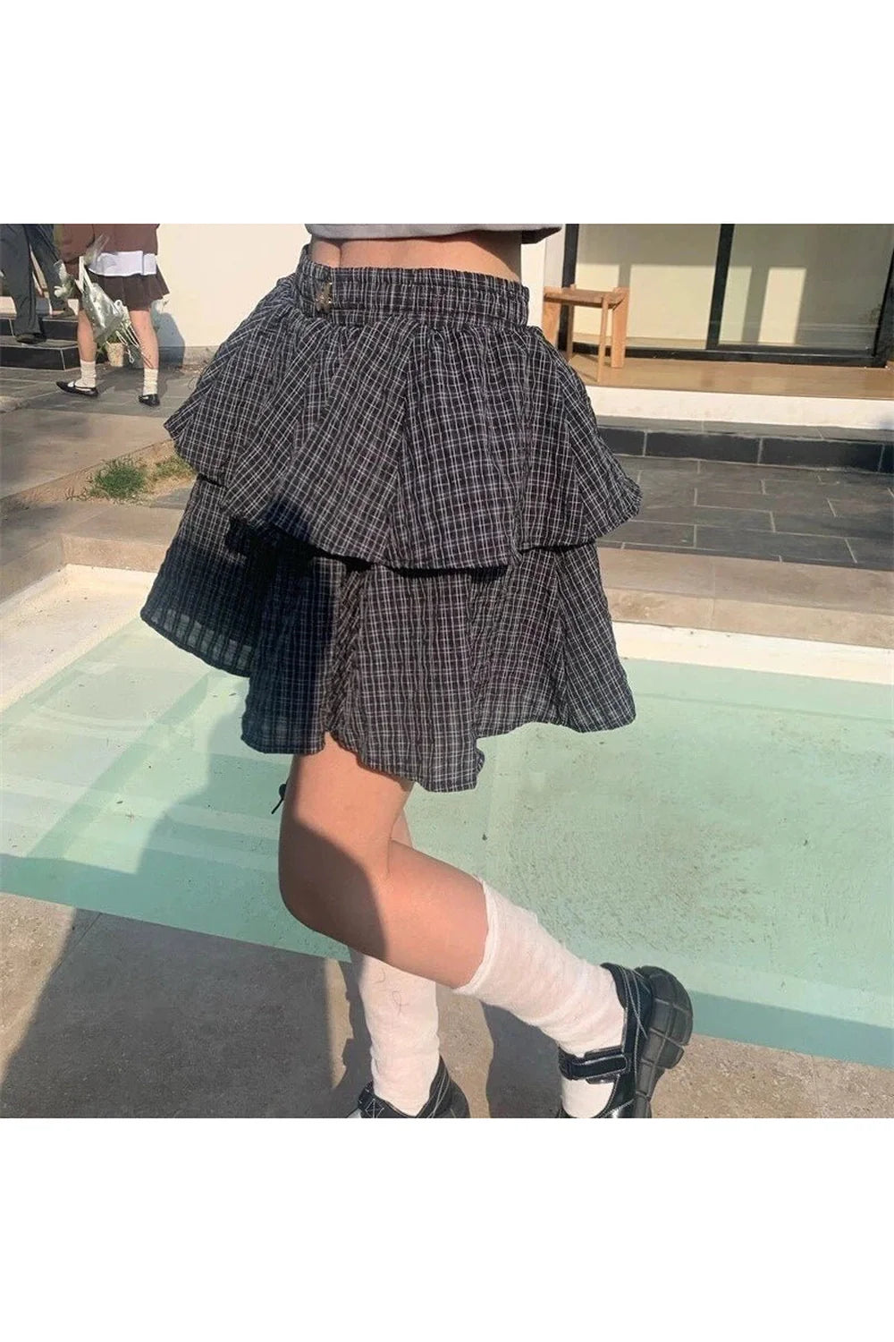 Ruffle Plaid Mini Skirt