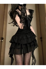 Ruffled Dark Fairy Mini Dress