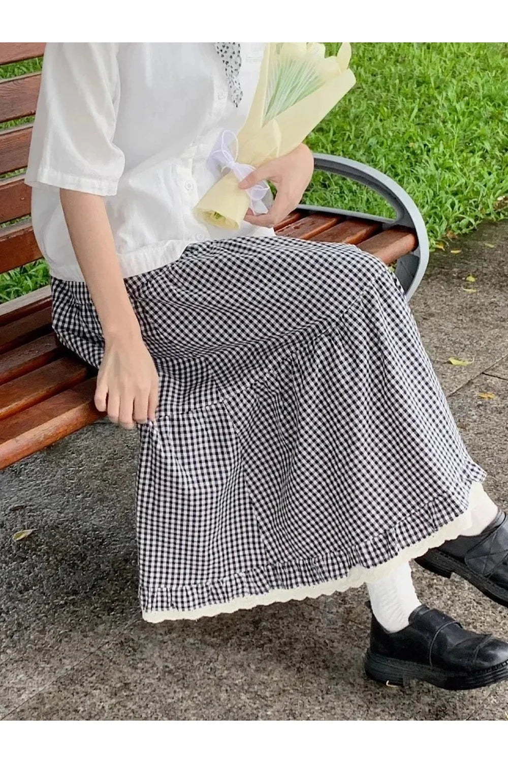 Jupe longue lolita fleurie à volants