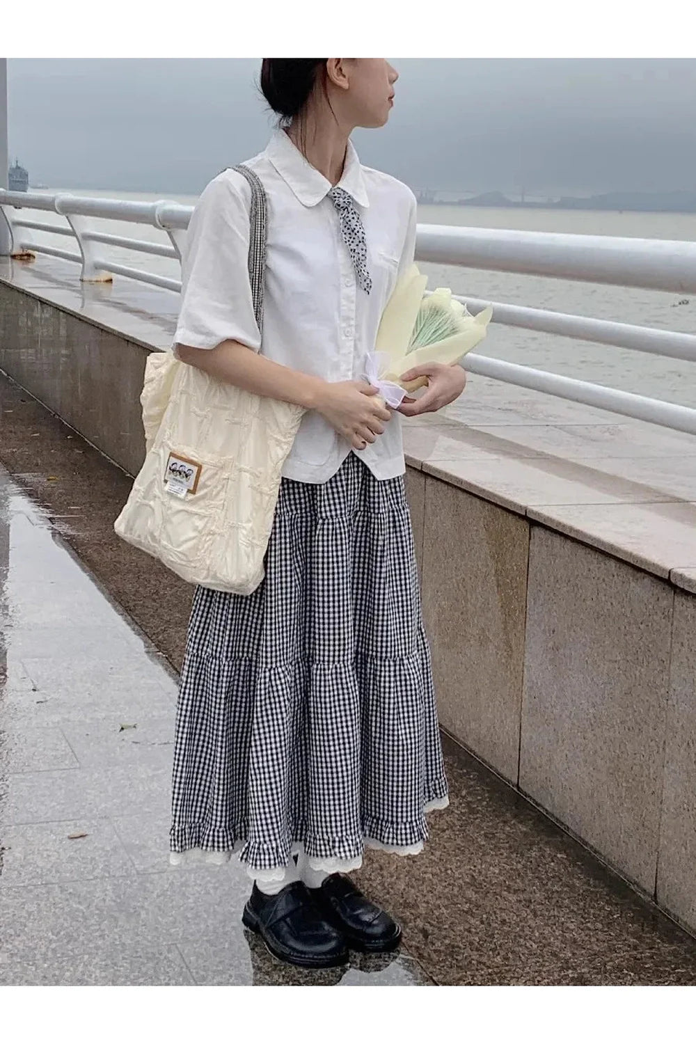 Jupe longue lolita fleurie à volants