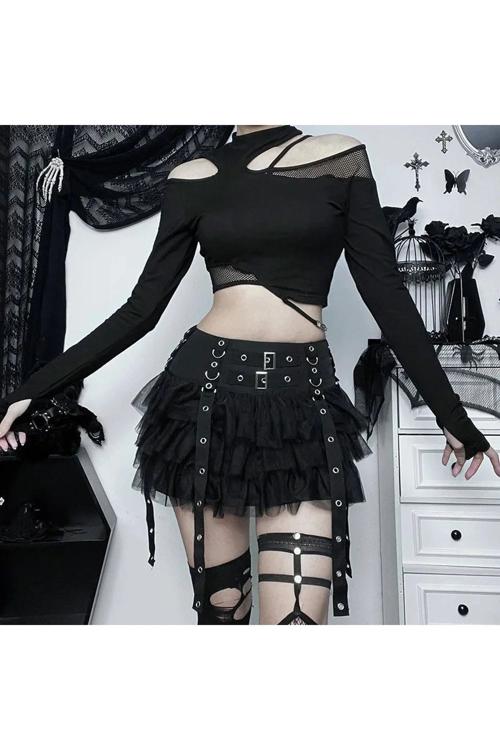 Ruffled Gothic Mini Skirt