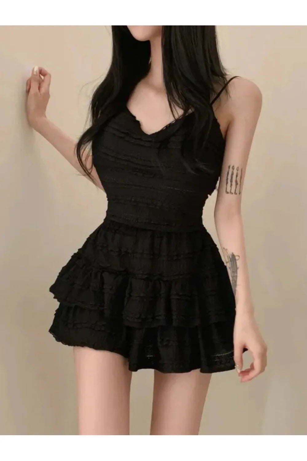 Ruffled Strappy Mini Dress