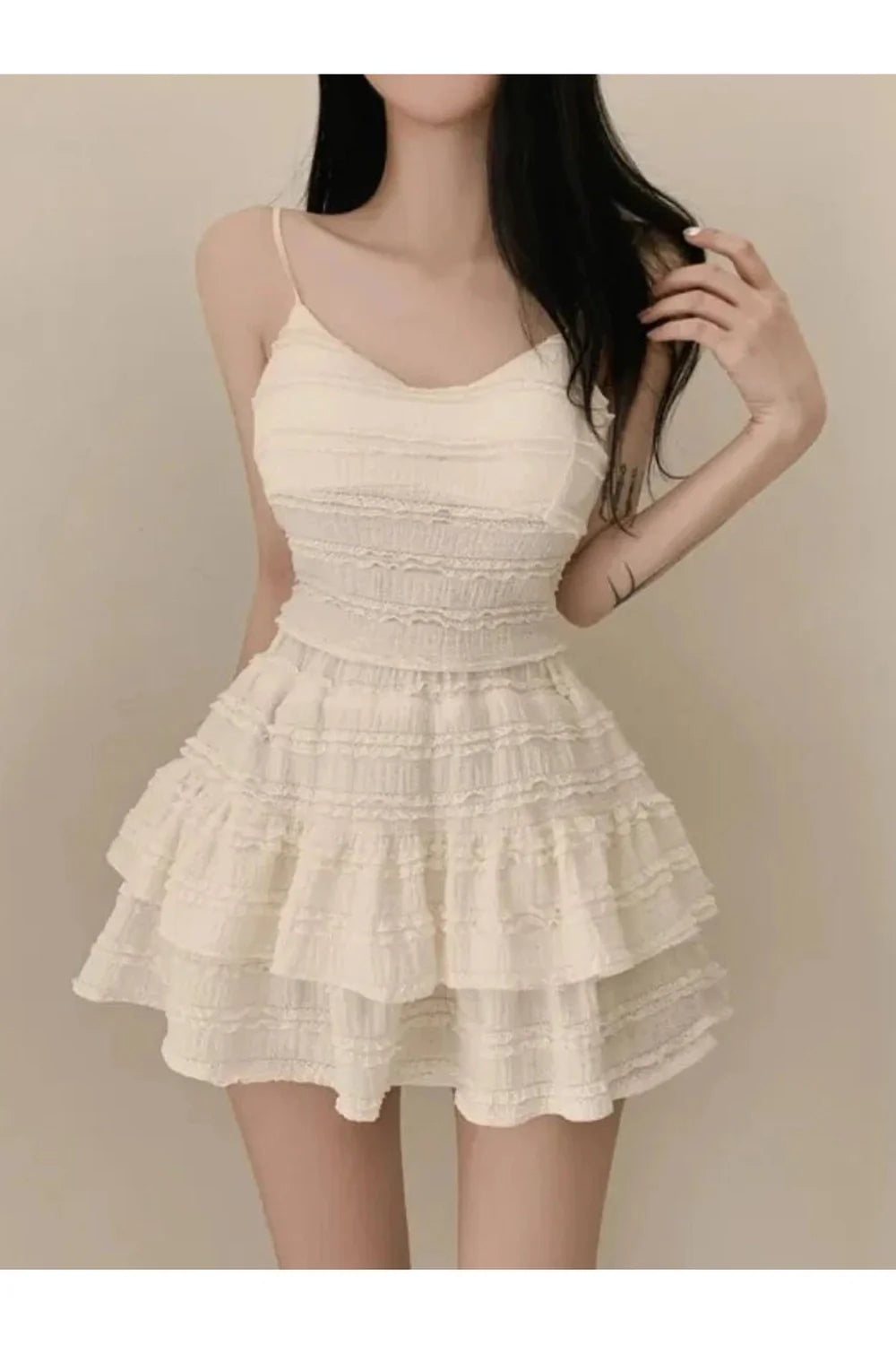 Ruffled Strappy Mini Dress