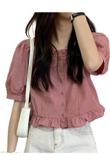 Ruffles Cute Button Up Blouse