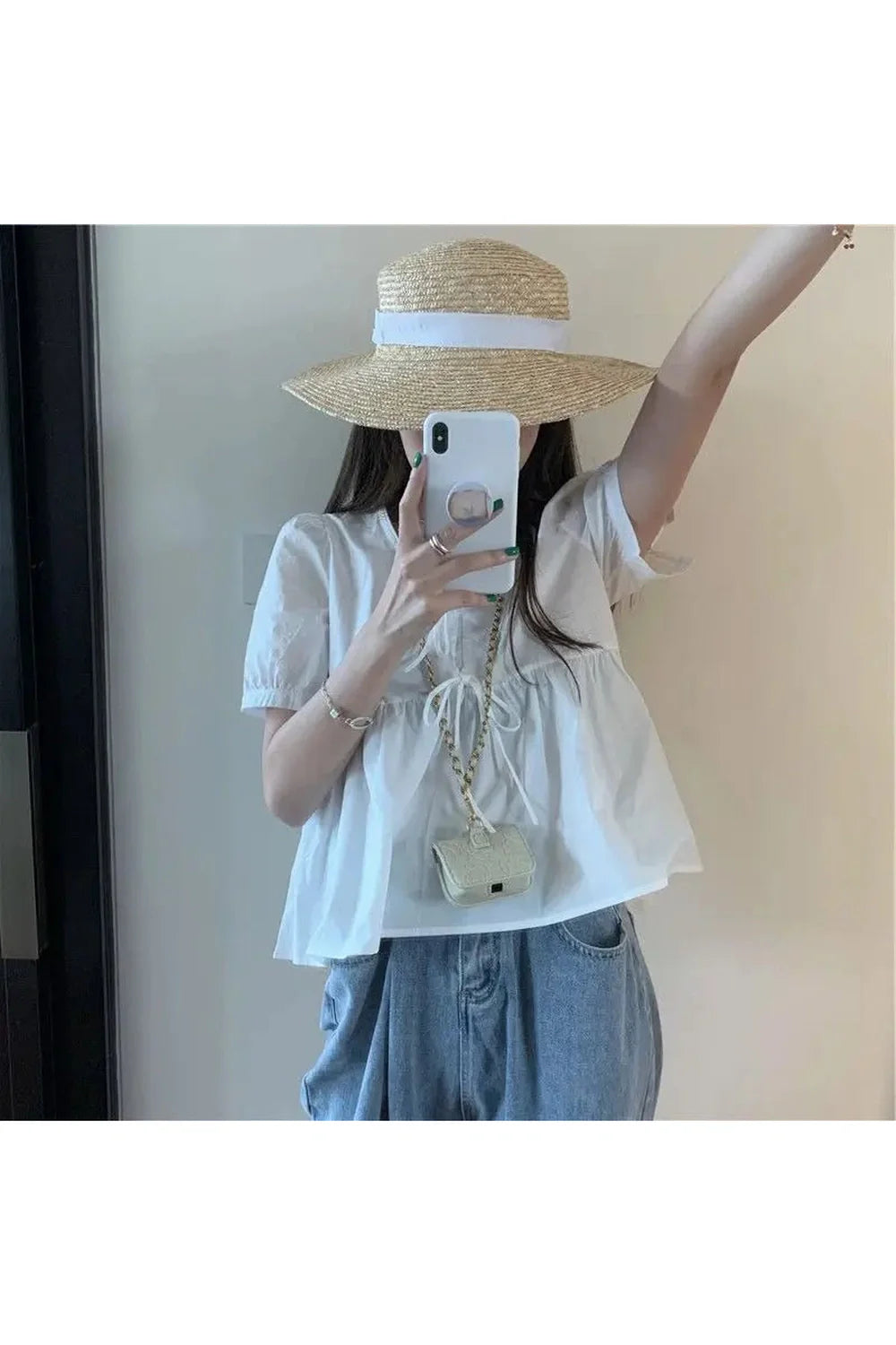 Ruffles Lace-up Blouse